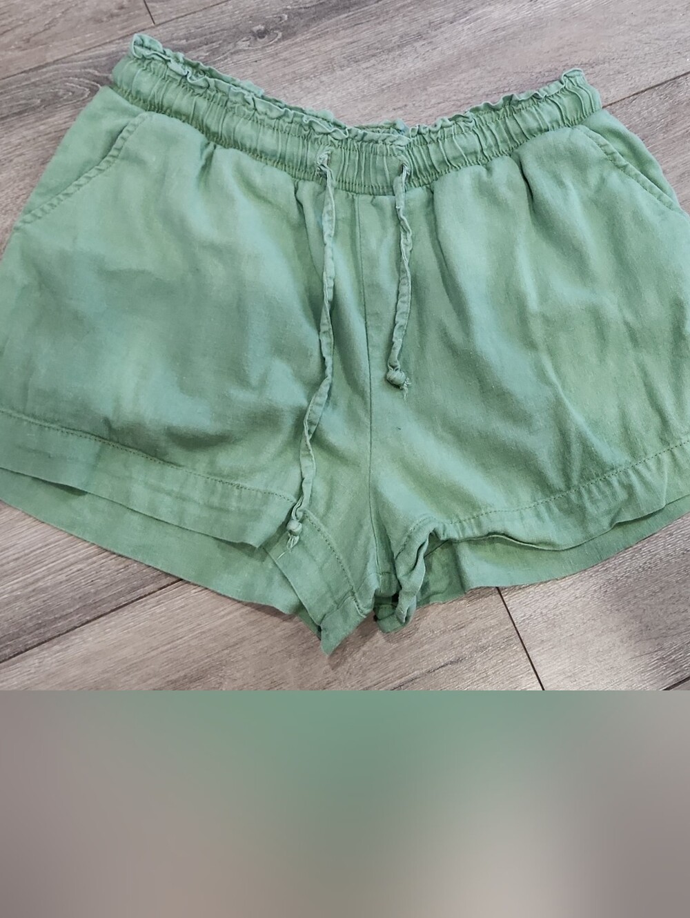 Kensie Mint Green Linen Blend Elastic-Waist Athletic Shorts